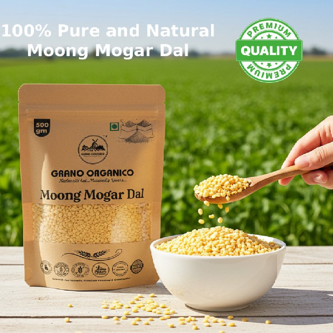 Grano Organico Premium Moong Mogar Dal (Yellow Split) | Unpolished & Chemical Free