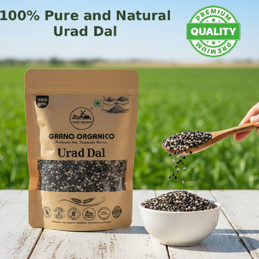 Grano Organico Urad Dal Chilka (Split Black Gram) | Unpolished & High Protein