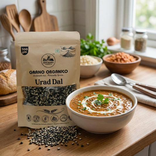Grano Organico Urad Dal Chilka (Split Black Gram) | Unpolished & High Protein
