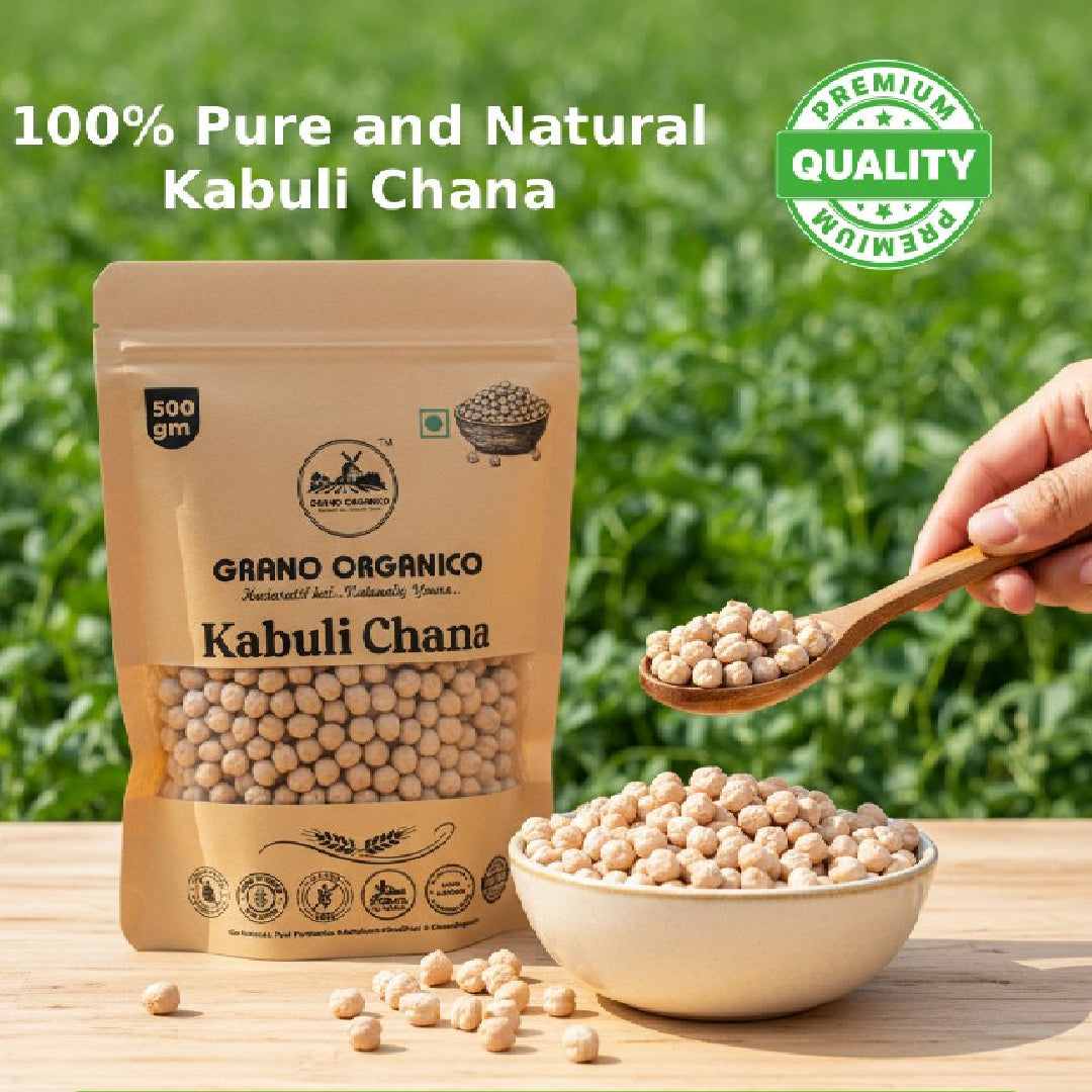 Grano Organico Premium Kabuli Chana (White Chickpeas) | Unpolished & Chemical Free