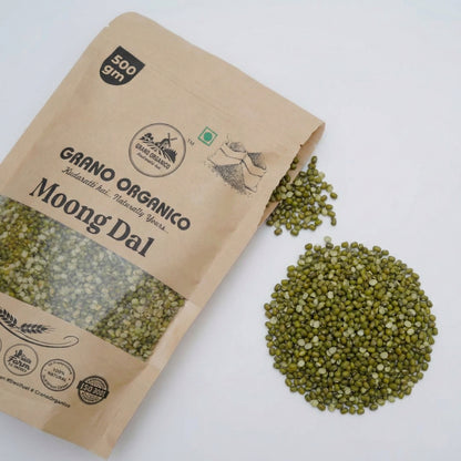 Grano Organico Premium Green Moong Dal (Green Gram Split) | Unpolished & Chemical Free