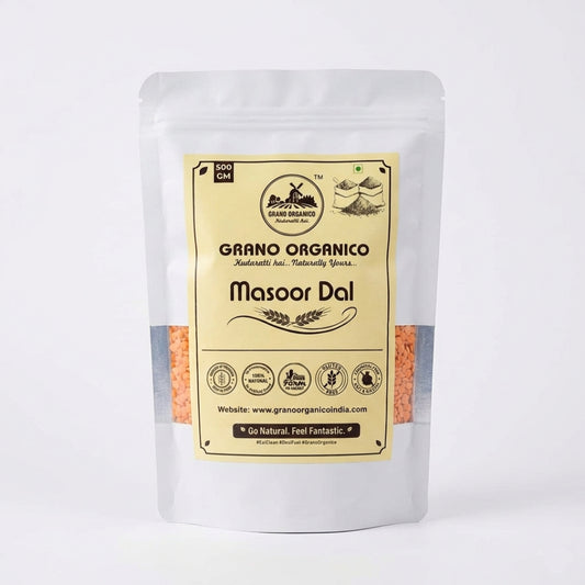Grano Organico Premium Masoor Dal (Split Red Lentils) | Unpolished, Protein-Rich & Chemical-Free