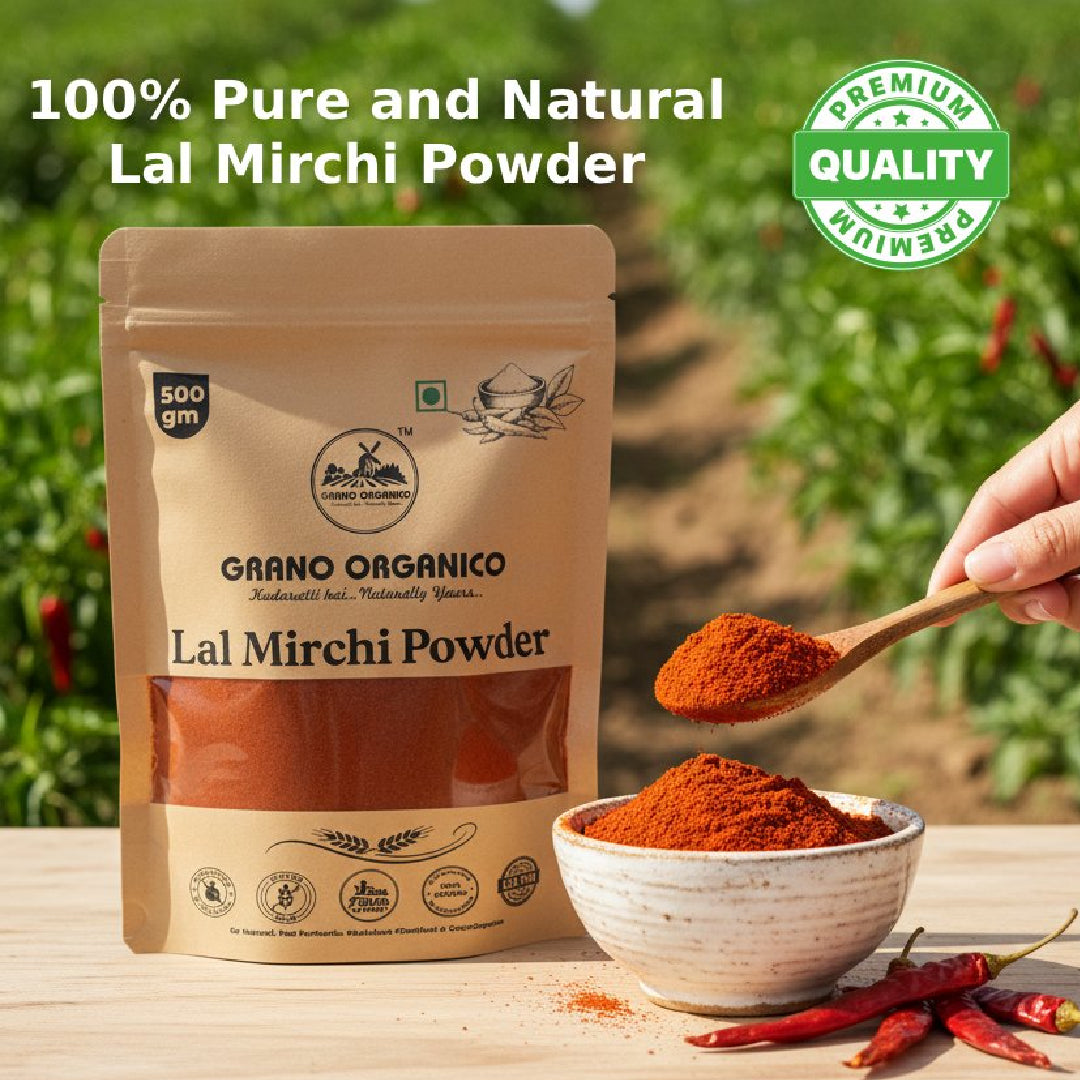 Grano Organico Mathania Lal Mirchi Powder (Red Chili) | Vibrant Color & Organic