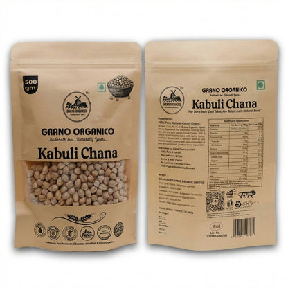 Grano Organico Premium Kabuli Chana (White Chickpeas) | Unpolished & Chemical Free