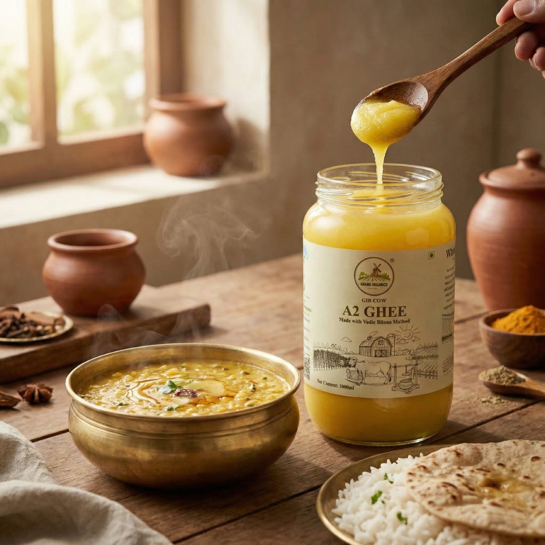 Grano Organico A2 Gir Cow Ghee | Vedic Bilona Method | Organic & Hand-Churned | Gujarat Special
