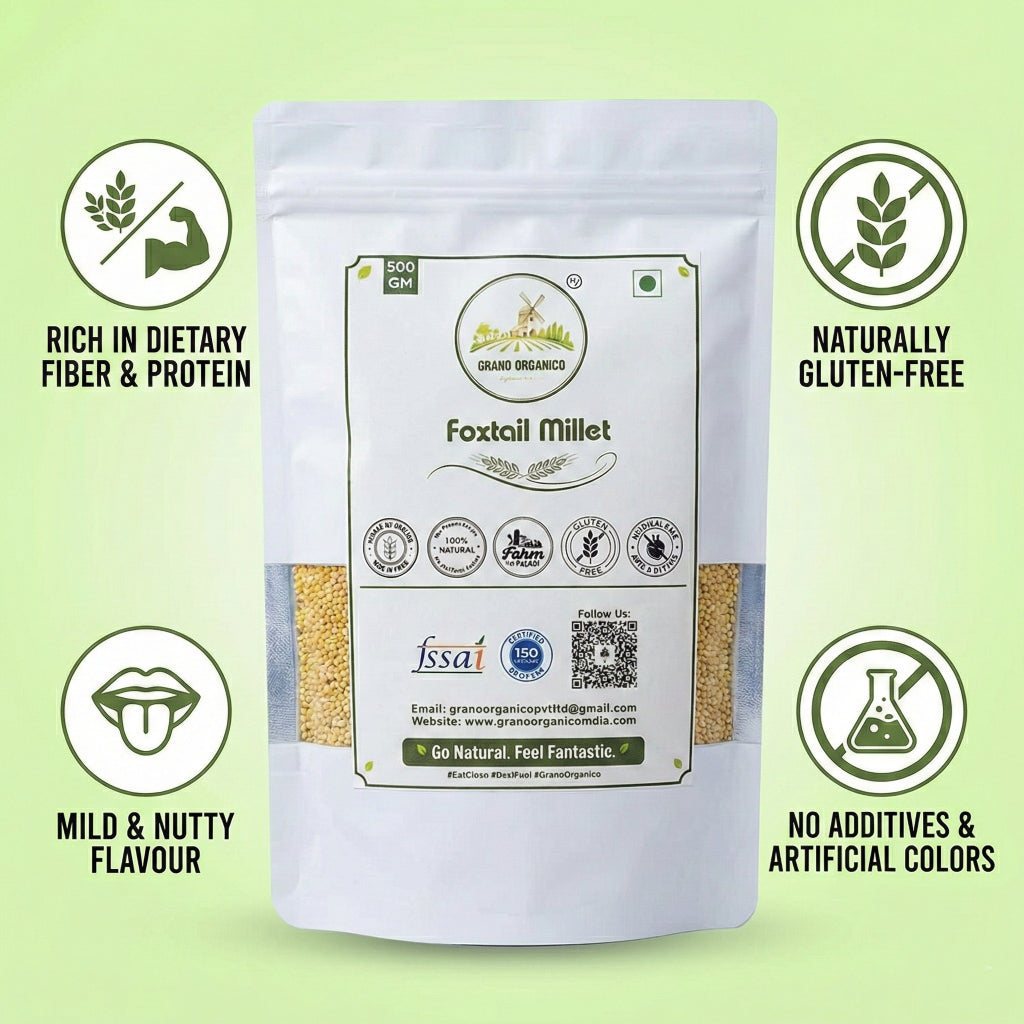 Grano Organico Premium Foxtail Millet (Kangni/Thinai) | Organic, Chemical & Pesticide Free