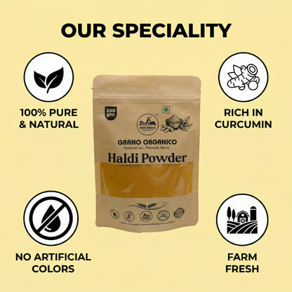 Grano Organico  Lakadong Haldi Powder (Turmeric) | High Curcumin & Chemical Free