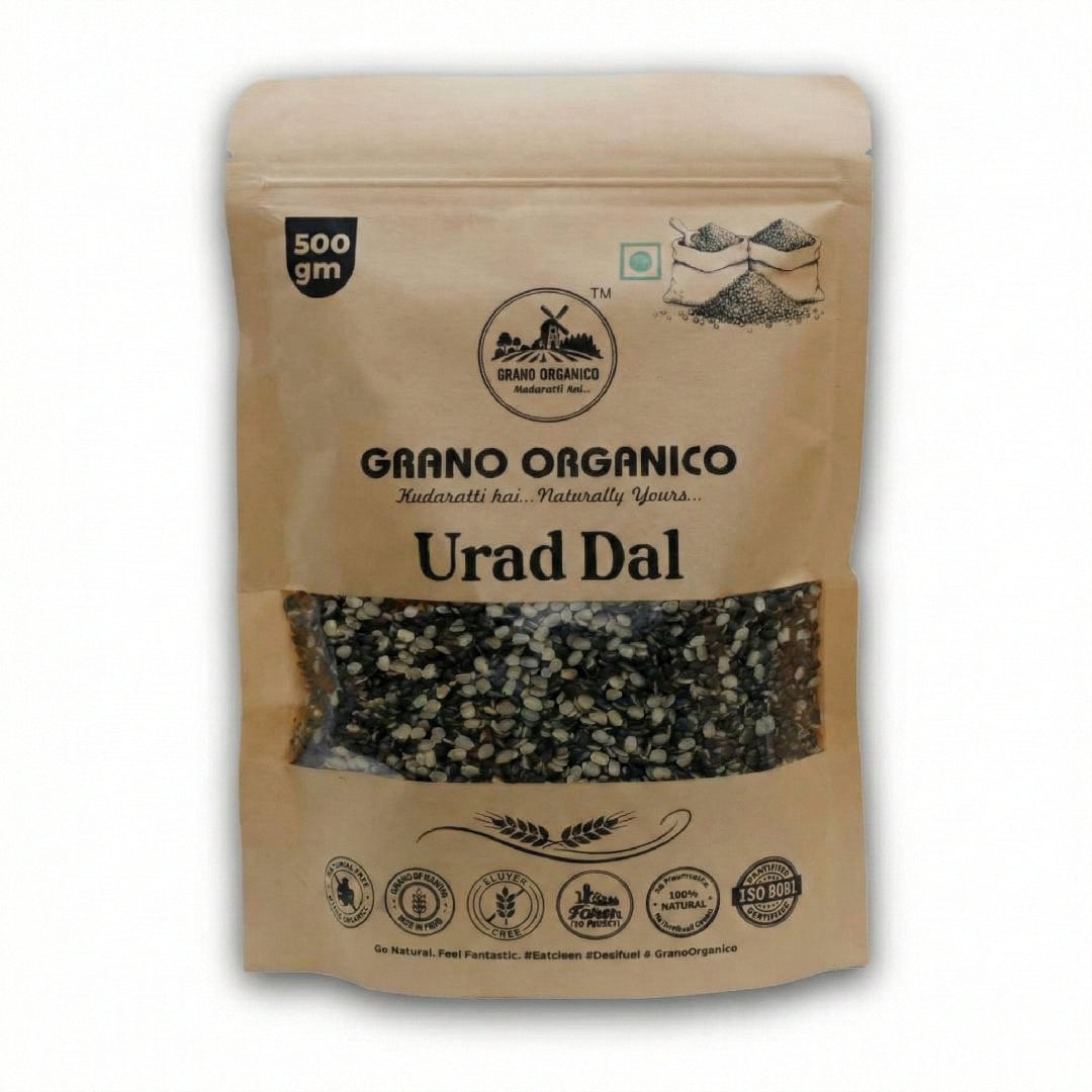 Grano Organico Urad Dal Chilka (Split Black Gram) | Unpolished & High Protein