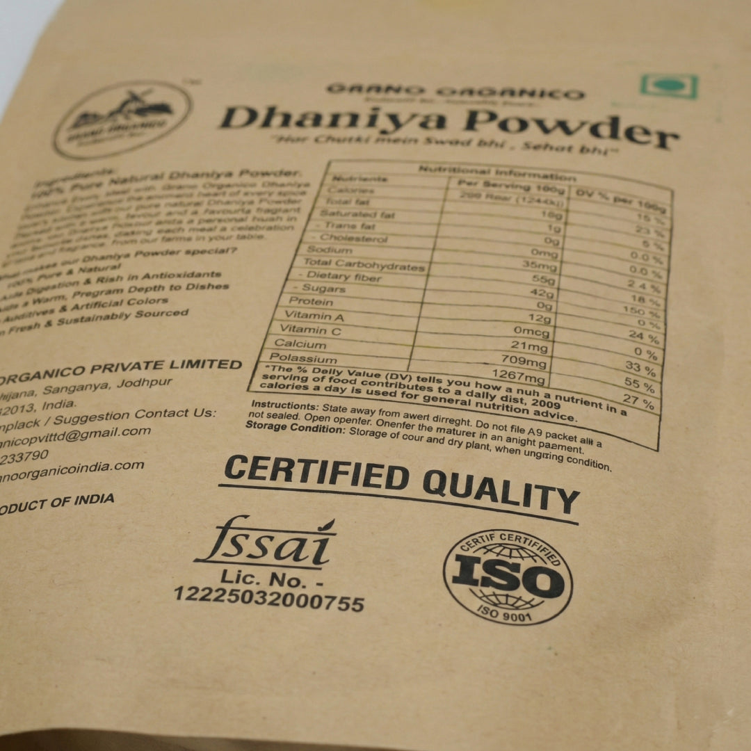 Grano Organico Rajasthani Dhaniya Powder (Coriander) | High Aroma & Oragnic