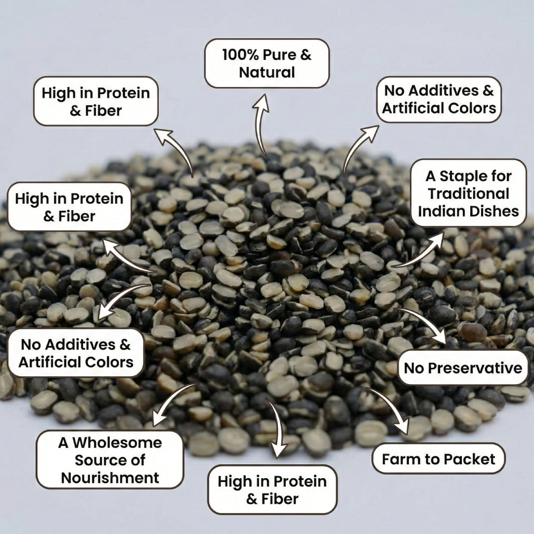 Grano Organico Urad Dal Chilka (Split Black Gram) | Unpolished & High Protein