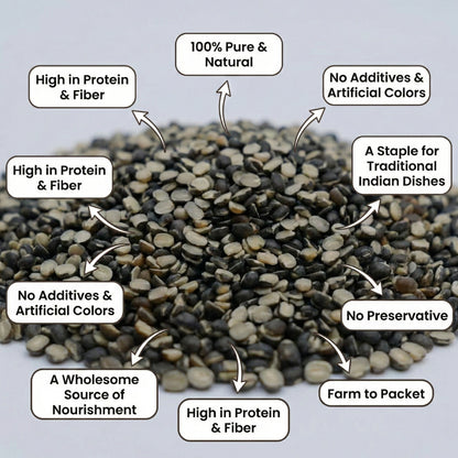 Grano Organico Urad Dal Chilka (Split Black Gram) | Unpolished & High Protein