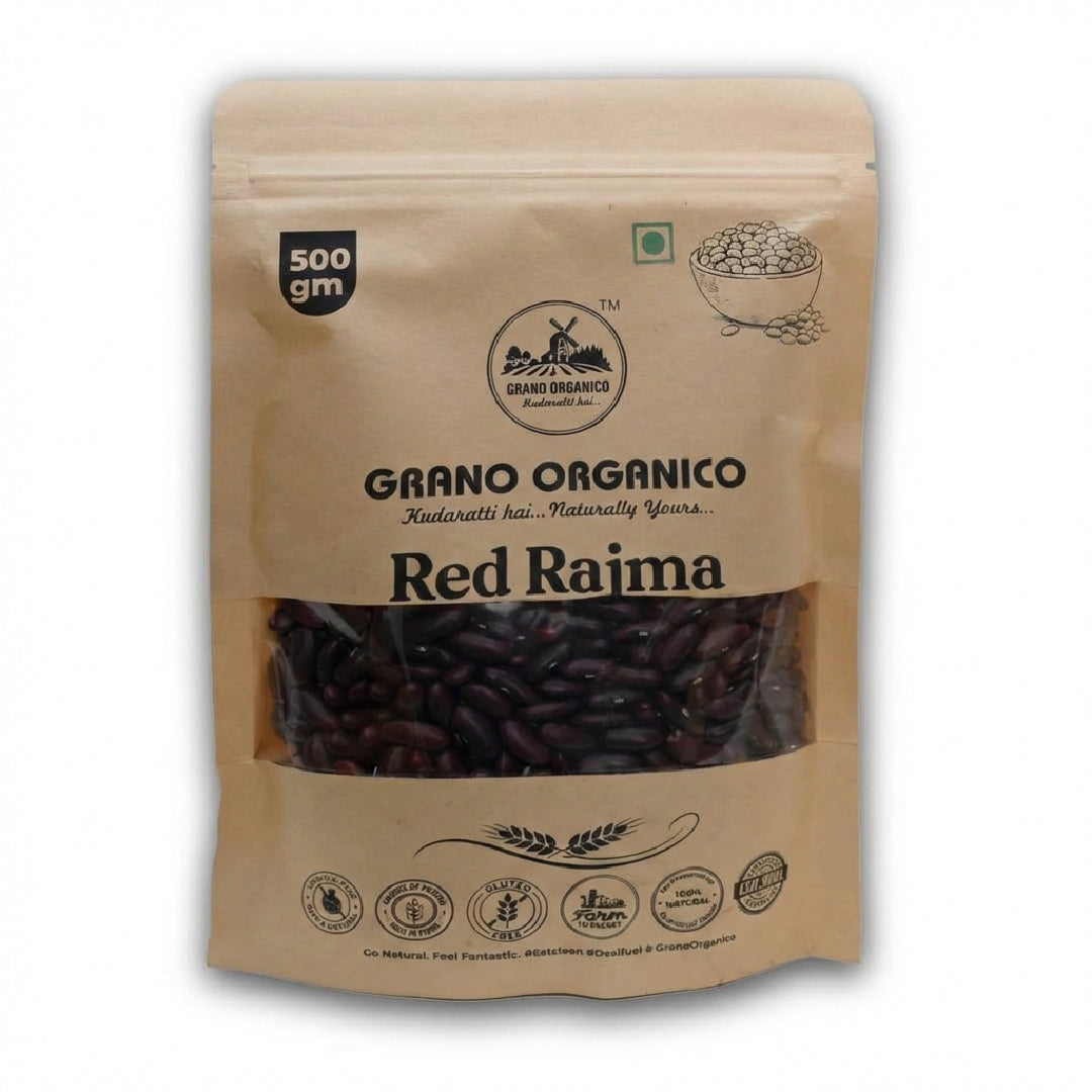 Grano Organico Premium Red Rajma (Kidney Beans) | Unpolished & Chemical Free