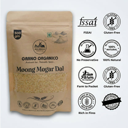 Grano Organico Premium Moong Mogar Dal (Yellow Split) | Unpolished & Chemical Free