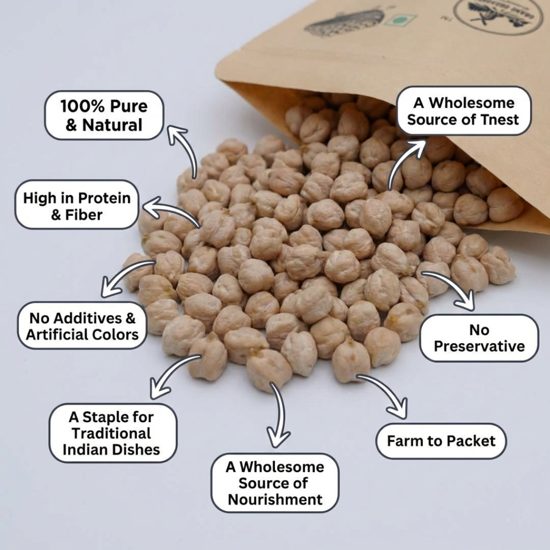 Grano Organico Premium Kabuli Chana (White Chickpeas) | Unpolished & Chemical Free