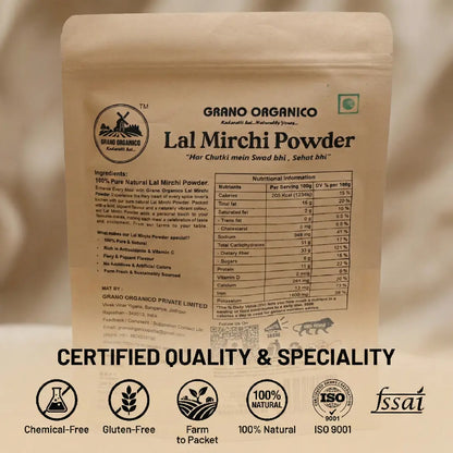 Grano Organico Mathania Lal Mirchi Powder (Red Chili) | Vibrant Color & Organic
