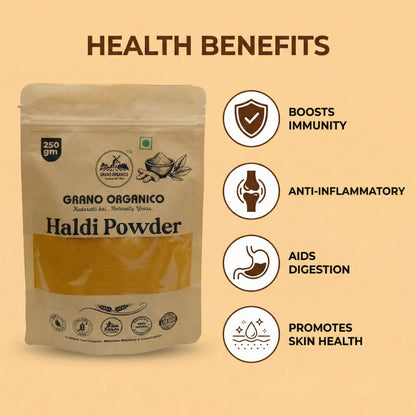 Grano Organico  Lakadong Haldi Powder (Turmeric) | High Curcumin & Chemical Free
