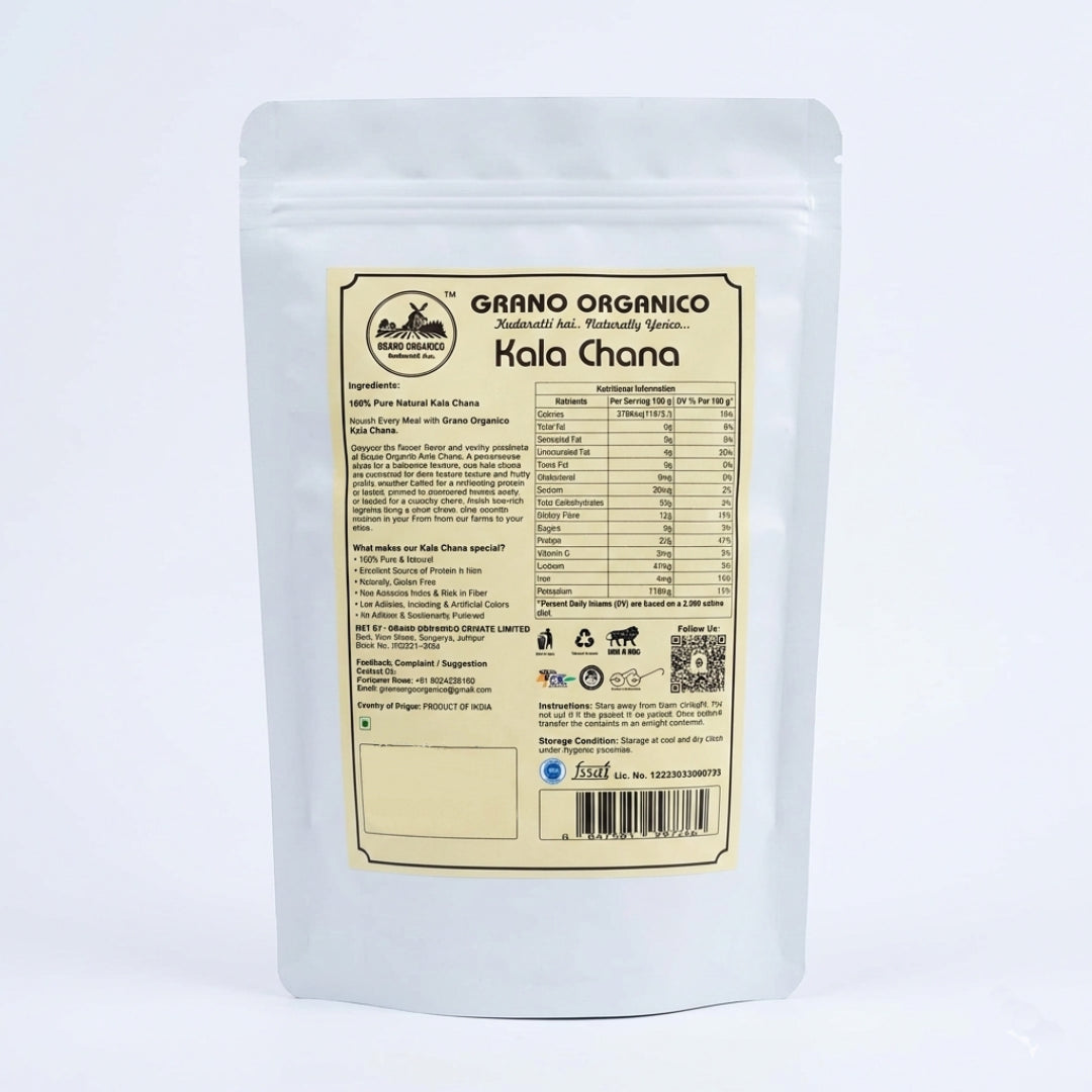 Grano Organico Premium Kala Chana (Brown Chickpeas) | Unpolished, High Fiber & Chemical-Free