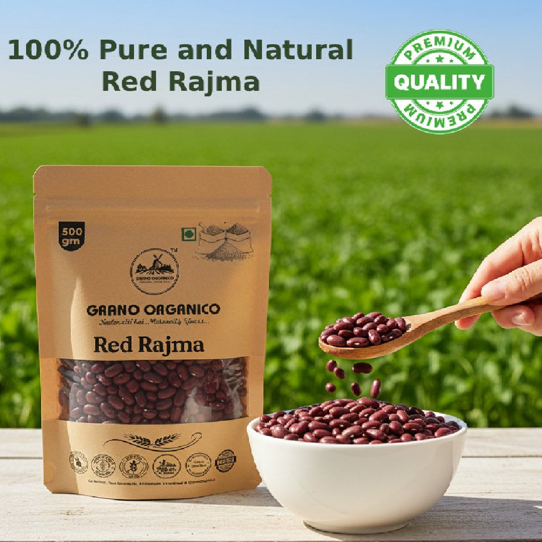 Grano Organico Premium Red Rajma (Kidney Beans) | Unpolished & Chemical Free