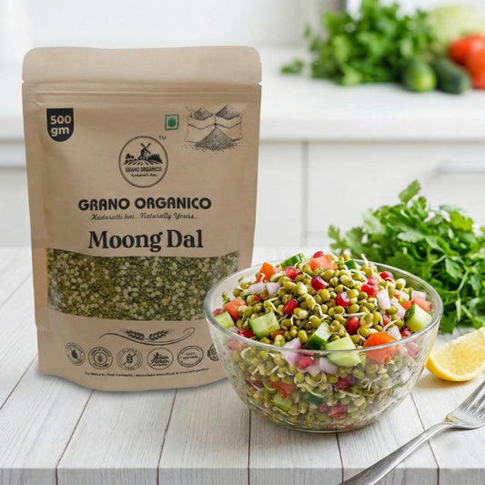 Grano Organico Premium Green Moong Dal (Green Gram Split) | Unpolished & Chemical Free