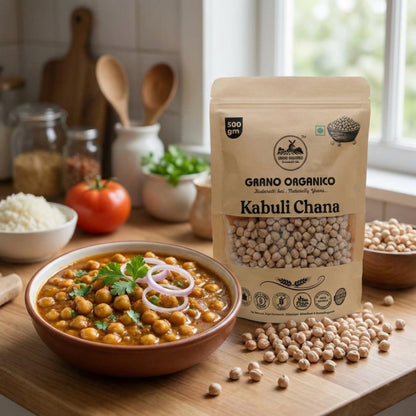 Grano Organico Premium Kabuli Chana (White Chickpeas) | Unpolished & Chemical Free