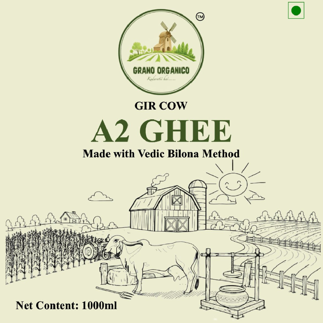 Grano Organico A2 Gir Cow Ghee | Vedic Bilona Method | Organic & Hand-Churned | Gujarat Special