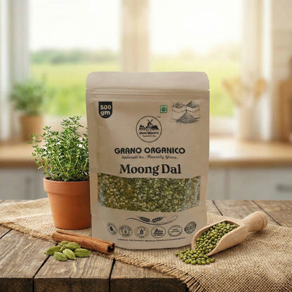 Grano Organico Premium Green Moong Dal (Green Gram Split) | Unpolished & Chemical Free