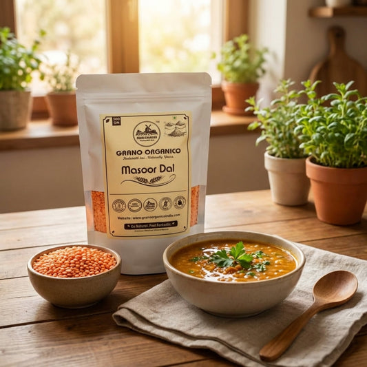 Grano Organico Premium Masoor Dal (Split Red Lentils) | Unpolished, Protein-Rich & Chemical-Free