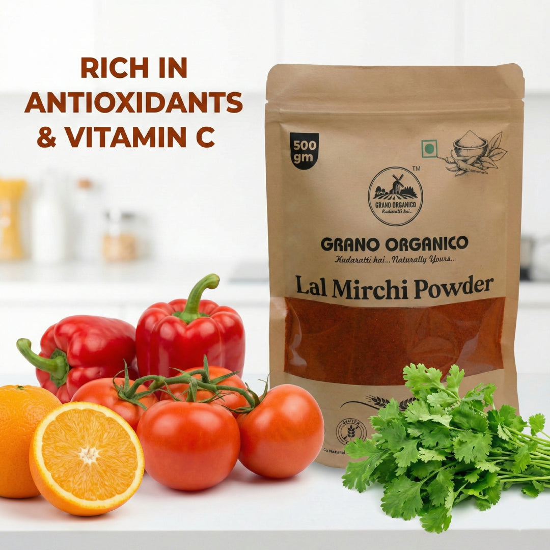 Grano Organico Mathania Lal Mirchi Powder (Red Chili) | Vibrant Color & Organic